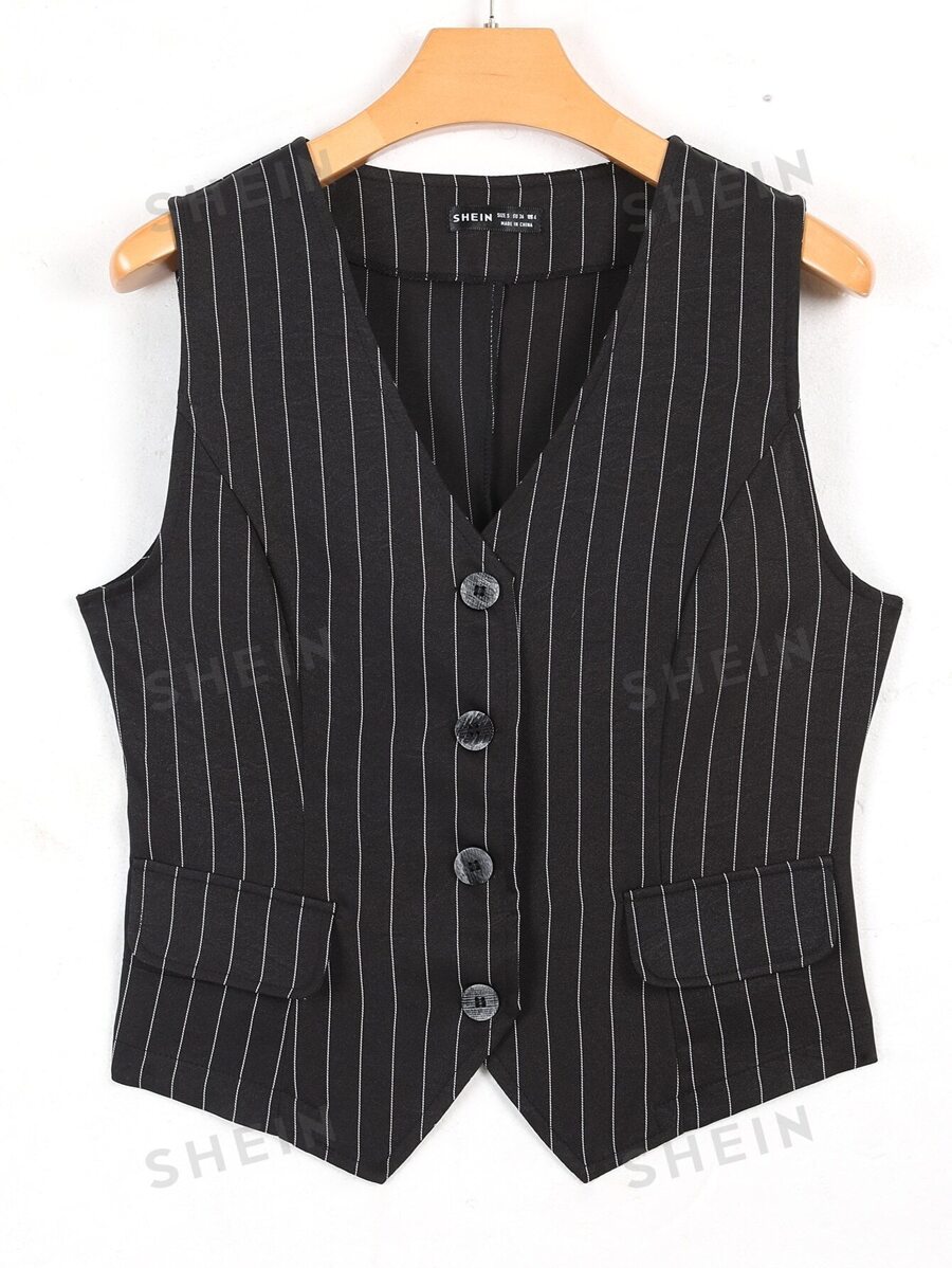 Mulvari Blazer chaleco con estampado de rayas con botón