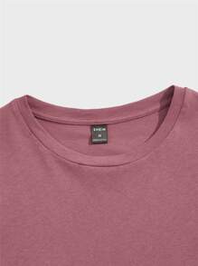 SHEIN Men Solid Tee & Trousers Lounge Set - Rose Red - View 4