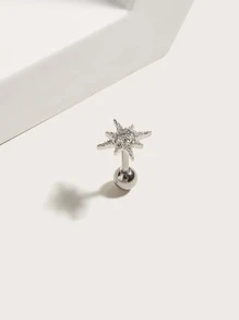 1pc Rhinestone Star Stud Earring - Silver - View 1