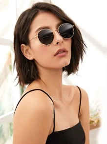 Retro Metal Frame Fashion Glasses Basics Fall Winter Women Outfits Clothes Business Casual Gifts - Black - View 1