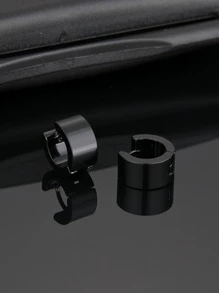 Nam giới thời trang và được ưa chuộng Bông tai dạng vòng đơn giản và sành điệu bằng thép không gỉ để làm quà tặng trang sức và cho vẻ ngoài sành điệu - màu đen - Xem 1