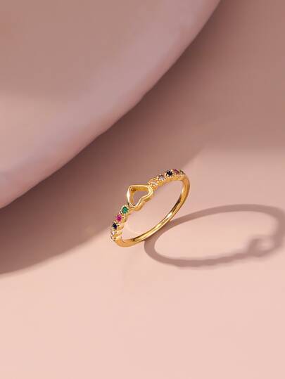 水钻和心形装饰戒指 情人节、妈妈、母亲、母亲节、礼物