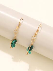 天然石材裝飾耳墜 - 綠色 - 查看 1