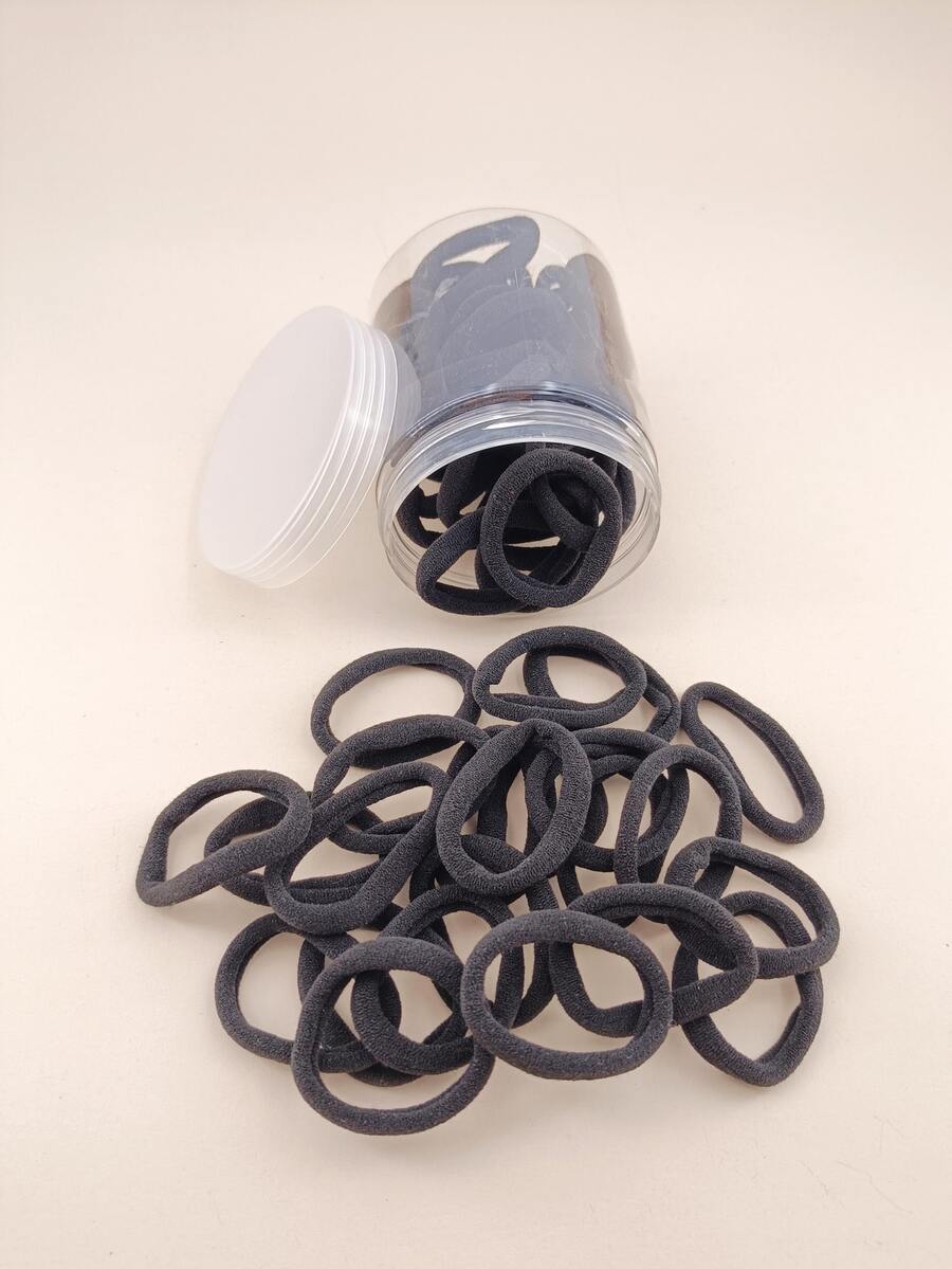 50 piezas Goma de pelo unicolor - Gris - Ver 1