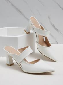 Giày cao gót Nữ màu trơn Đúng mốt - trắng - Xem 1