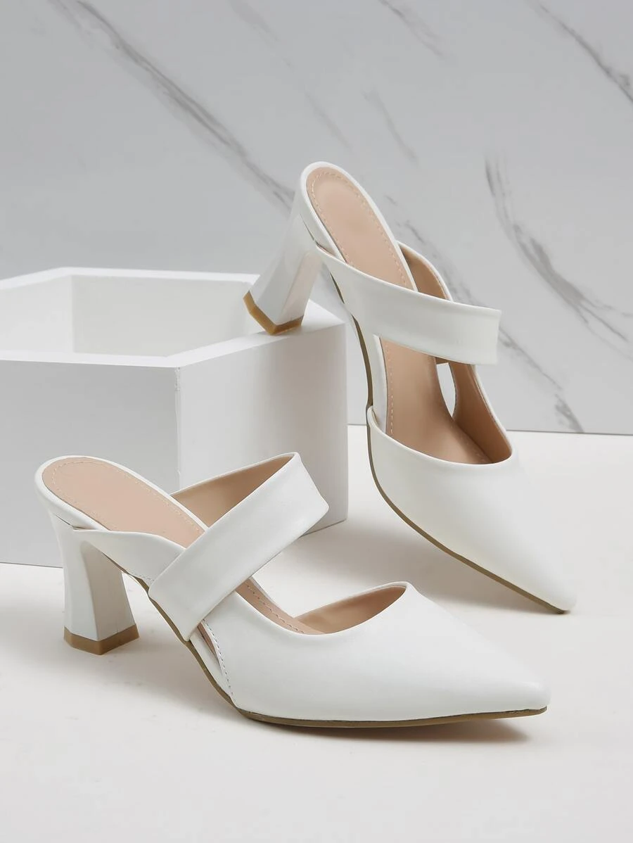 Giày cao gót Nữ màu trơn Đúng mốt - trắng - Xem 1