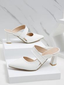 Giày cao gót Nữ màu trơn Đúng mốt - trắng - Xem 2