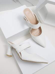 Giày cao gót Nữ màu trơn Đúng mốt - trắng - Xem 5