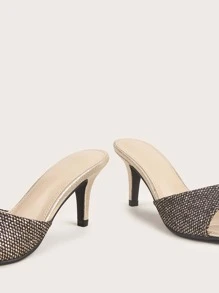 Sandalias planas con diseño de diamante de imitación - Dorado - Ver 4