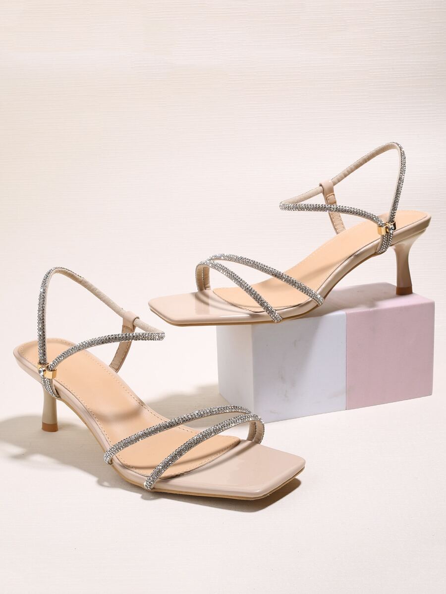 女士高跟凉鞋，性感细高跟，水晶绑带，夏季清凉