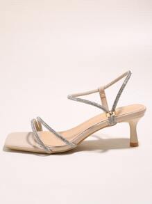 女士高跟凉鞋，性感细高跟，水晶绑带，夏季清凉