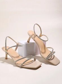 女士高跟凉鞋，性感细高跟，水晶绑带，夏季清凉