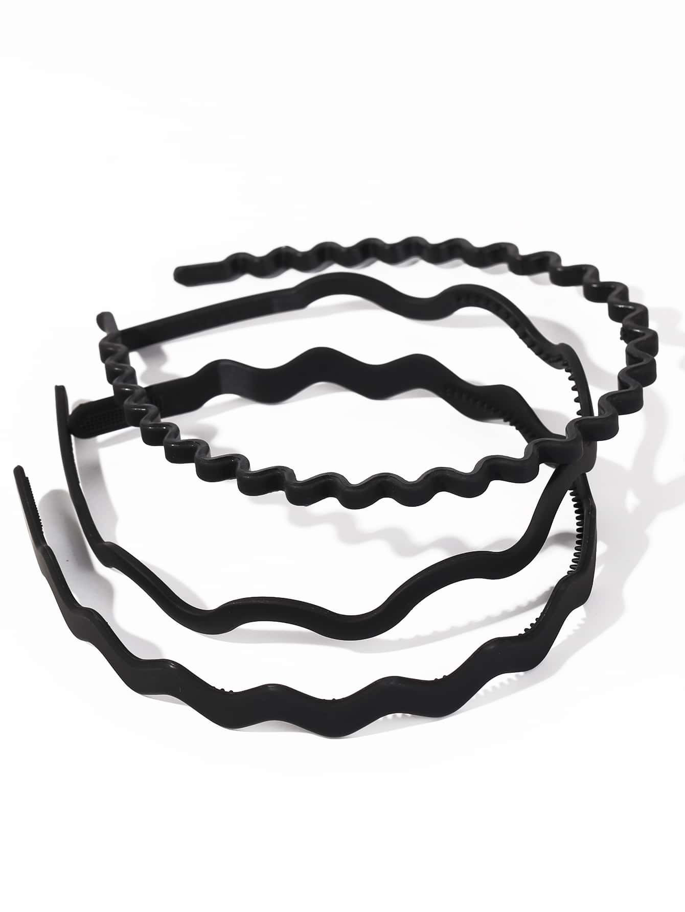 3pcs Solid Headband - Black - View 1