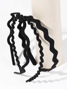 3pcs Solid Headband - Black - View 2