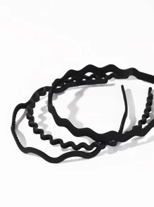 3pcs Solid Headband - Black - View 5