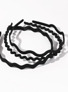 3pcs Solid Headband - Black - View 7