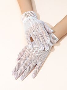 Elegantes guantes de malla minimalista - Blanco - Ver 2