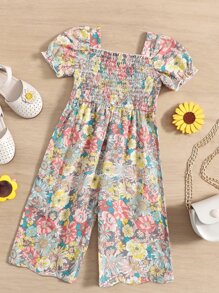 SHEIN Áo liền quần Em bé Dải chun Hoa Tất cả trên in Boho - Nhiều màu - Xem 1