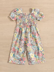 SHEIN Áo liền quần Em bé Dải chun Hoa Tất cả trên in Boho - Nhiều màu - Xem 2