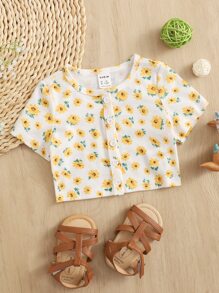 SHEIN 嬰兒滿版印花前排扣T恤 - 彩色 - 查看 1