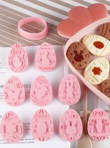 9入組復活節彩蛋形狀餅乾模具 - 粉色 - 查看 3