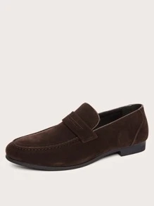 Men Suedette Slip On Penny Loafers - Brown - View 2