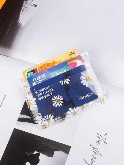 Floral Graphic Clear Lightweight Portable Card Card White-Collar Workers For Female For Holiday For Anniversary For Birthday Gift Accessories Gift Card Holder Wallet Business Card Holder Credit Card Holder Id Card Holder Women For Women Mini Wallet Card Wallet