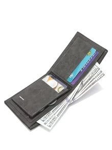 Cartera pequeña y portátil para hombre con gráficos de letras y apta para trabajadores de oficina para la universidad, trabajo, negocios y viaje, tanto para obsequiar en aniversarios, cumpleaños o en el Día de San Valentín - Negro - Ver 8