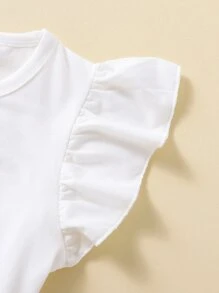 小女童荷葉邊A字洋裝 - 白色 - 查看 5