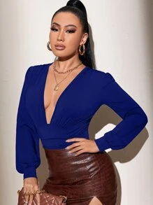 SHEIN SXY 深V領燈籠袖連身背心