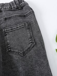 Bé Trai Quần Jeans Túi màu trơn - Màu xám đen - Xem 6