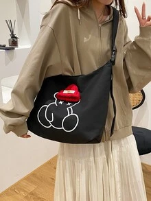 Túi Crossbody Nữ Hoạt hình Có thể điều chỉnh được - màu đen - Xem 2