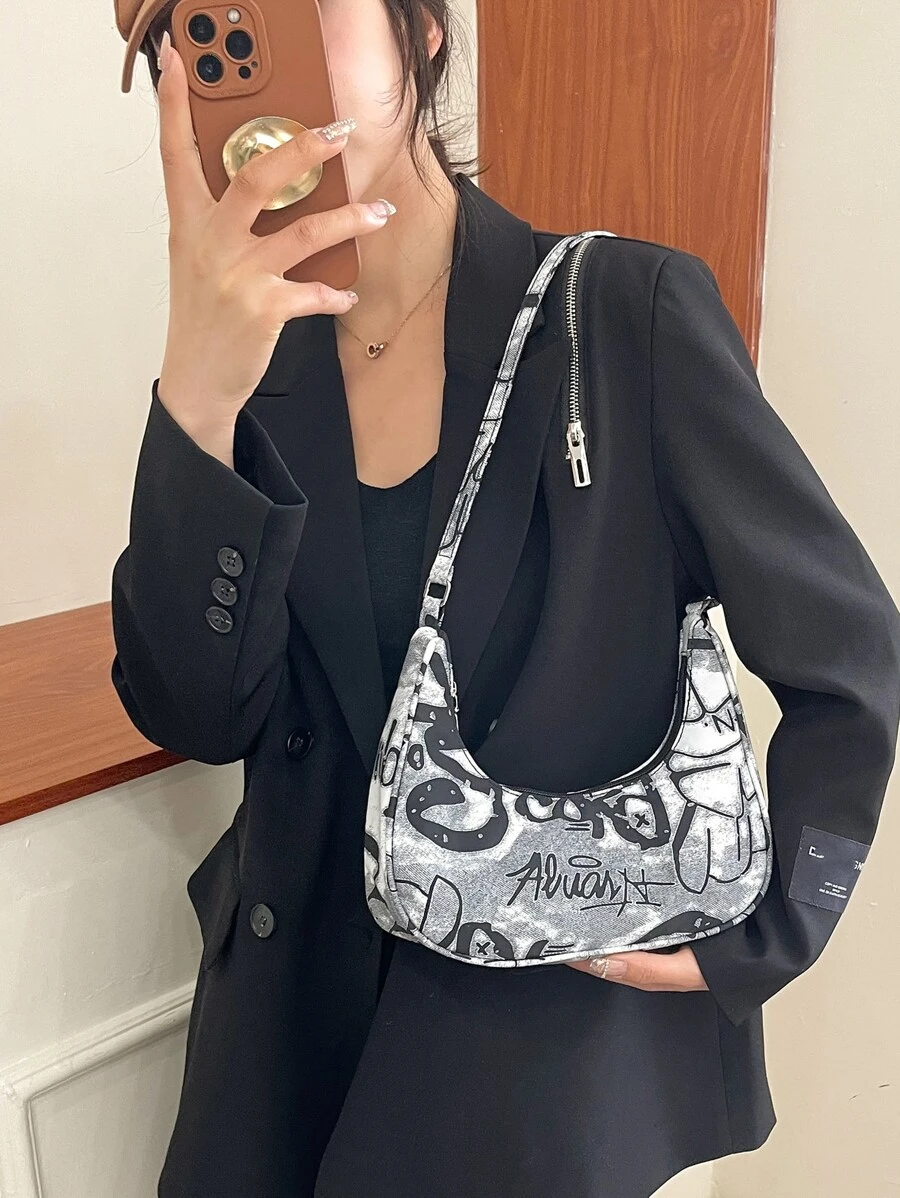 Đồ họa Chữ cái Cái túi - Đen và trắng - Xem 1