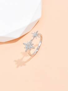 1 Stück Strass und Stern Dekor, Ring Kupfer Schmuck