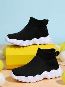 男孩針織細節透氣跑步鞋