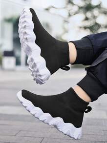 男孩針織細節透氣跑步鞋