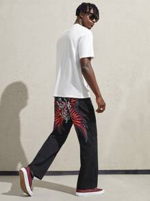 Manfinity RebelGame Men Graphic Embroidery Jeans - Black - View 3