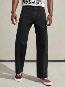 Manfinity RebelGame Men Graphic Embroidery Jeans - Black - View 4