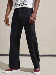 Manfinity RebelGame Men Graphic Embroidery Jeans - Black - View 5