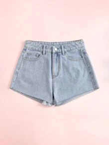 SHEIN Shorts en mezclilla con estampado de corazón - Lavado ligero - Ver 4