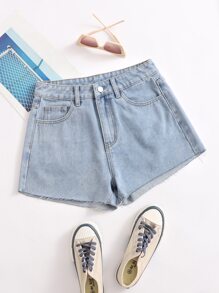 SHEIN Shorts en mezclilla con estampado de corazón - Lavado ligero - Ver 6