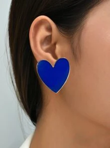 心形耳钉 情人节、妈妈、母亲、母亲节、礼物 - 寶藍色 - 查看 3