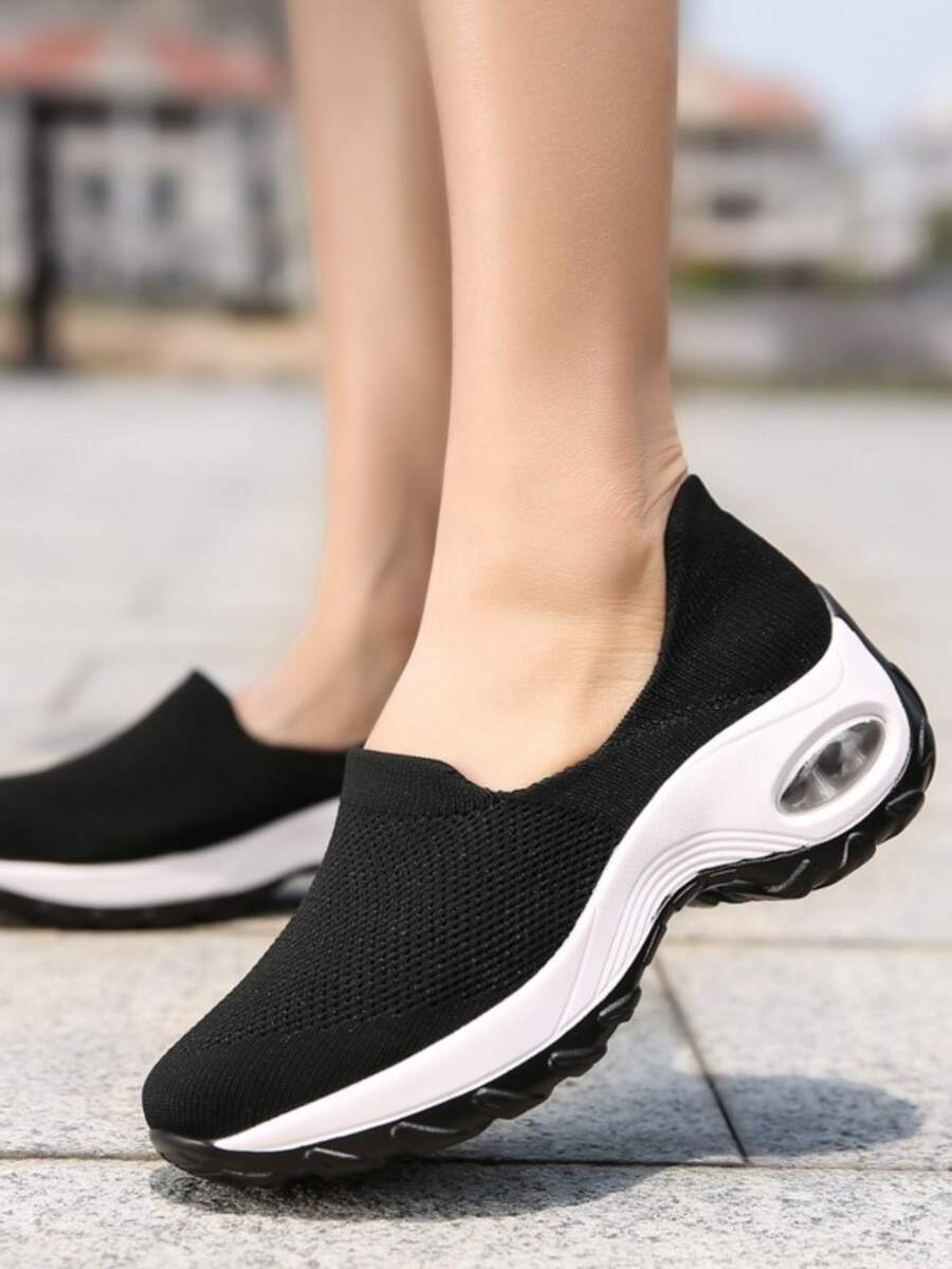 Giày Giản dị Nữ màu trơn Thể thao - Đen và trắng - Xem 1