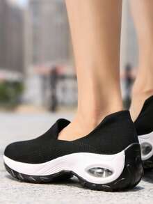 Giày Giản dị Nữ màu trơn Thể thao - Đen và trắng - Xem 2