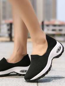 Giày Giản dị Nữ màu trơn Thể thao - Đen và trắng - Xem 4