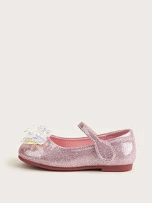 Giày búp bê trẻ em long lanh Pha lê kim cương màu trơn Mary Jane - Hồng - Xem 3