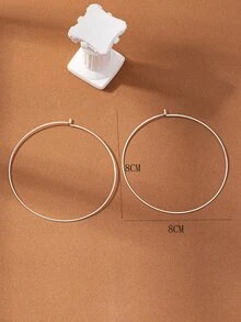 極簡風格圓耳環 - 銀色 - 查看 5