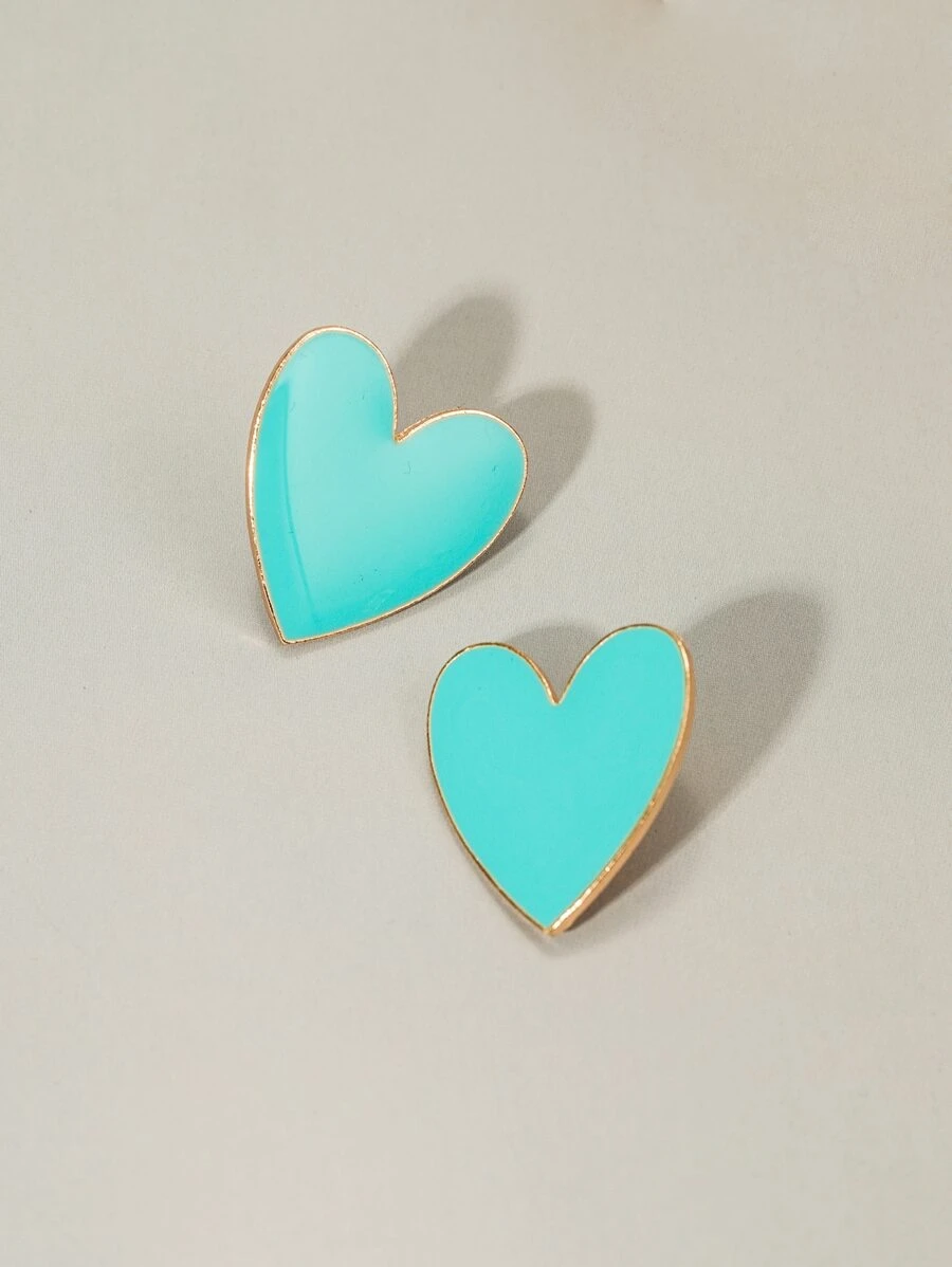 Hoa tai đinh hình trái tim - Màu xanh Bạc hà - Xem 1