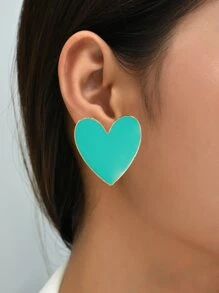 Hoa tai đinh hình trái tim - Màu xanh Bạc hà - Xem 3