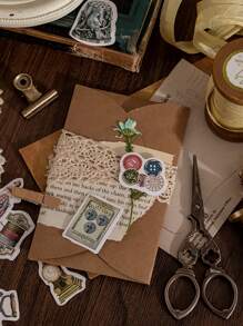 46 piezas Pegatina con patrón vintage DIY - Multicolor - Ver 4